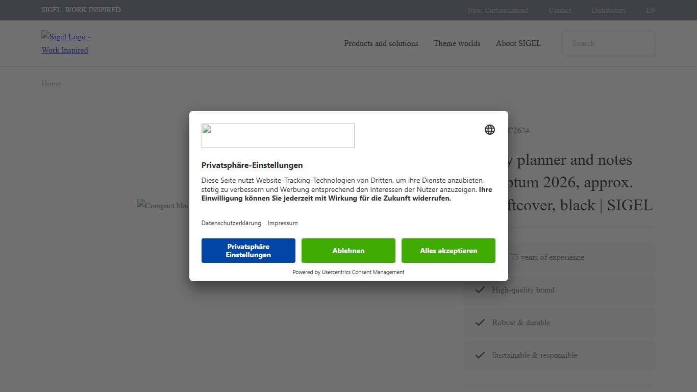 Weekly planner and notes Conceptum 2026, approx. A5, softcover, black SIGEL